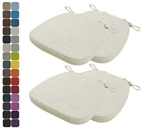 Kimgull 4er Set Stuhlkissen mit Bändern Bequeme Waschbare Rutschfestes Sitzkissen Ideal für zu Hause und Gartendekoration, viele Farben und Größen zur Auswahl (40X38X3CM Beige)