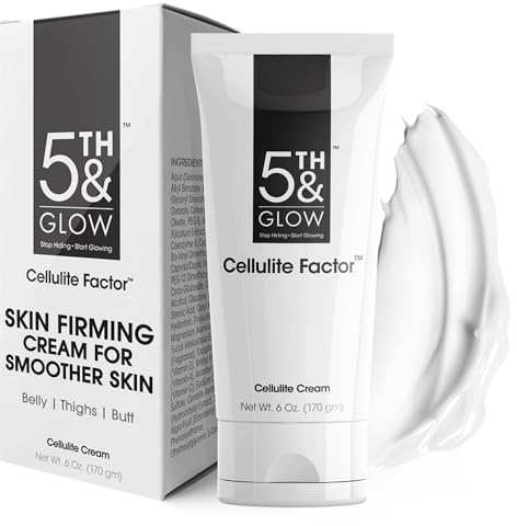 5th & Glow Cellulite Factor - Skin Tightening Cream for Body, Thighs, Legs & Butt - Skin Firming Anti-Cellulite Lotion for Smoother Skin & Stomach - 6 oz