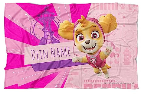 PICANOVA PAW Patrol Skye Handtuch mit Name 140x90cm – Hochwertiges Bedrucktes Handtuch – Blickfang-Strandtuch Aus Hautfreundlichem Frottee – Badetuch mit Text Individuell Bedruckt