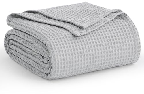 Aisbo Plaid Coperta Estiva Matrimoniale - Coperta Morbida Letto Matrimoniale 230x270 cm, Plaid Divano Nido D'ape Coperta Leggera Estiva, Waffle Blanket for Sofa and Couch, Grigio