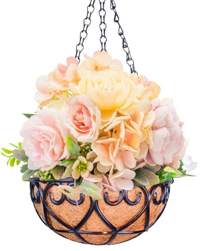 Blumenampel - 25,4 cm Eisen Pflanzgefäß Metall Pflanzkorb - Metall Rund Hängender Blumentopf - Outdoor Blumentöpfe Garten Dekoration Für Innen Außen Haustür