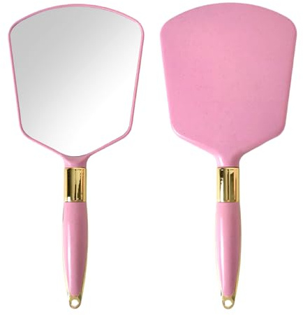 DecorDwell Espejo con Mango, Espejo de Mano de Maquillaje Profesional, Beauty Espejos de Manos con Mango Ovalado para Peluquerías, Oficinas Dentales, Corte de Pelo en Casa