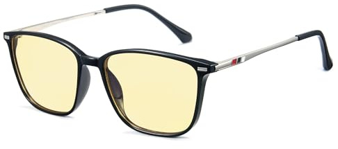 Cyxus Gafas con filtro de luz azul para hombre y mujer, para ordenador antiluz azul, gafas de gaming, gafas antirradiación 8208, Amarillo Negro Brillante, M