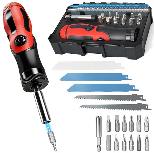 BOYUNSHI 18-in-1 Hacksaw and Screwdriver Set, Folding Handle with Quick-Change Lock & Magnetic Tip, Hand Saw Blades for Cutting Metal, Wood, Drywall, DIY Tool Kit for Home Repair Garden & Woodworking