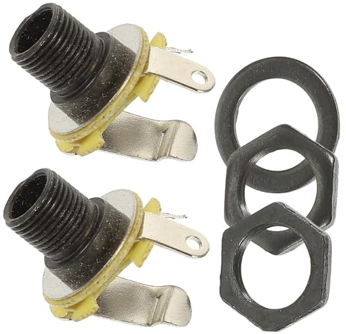 MAGICLULU 2pcs Electric Bass Jack with Metal Construction and Screws Included, Easy Installation and Noise Reduction, Reliable Mono Output Jack Plug for Bass Guitar Accessories