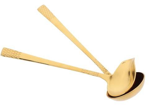 JOINPAYA Cucharas para Salsa de Acero Inoxidable 304 con Vertedor Creativo, Cucharón Pequeño para Servir Aceite y Aderezo, Color Dorado, Juego de 2 Unidades, Utensilios de Cocina para Uso