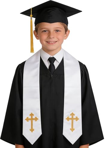Écharpe pour enfant - Point de croix - Écharpe de remise de diplôme - Cape d'honneur - Écharpe de cérémonie - Écharpe de chorale - Convient pour les cérémonies de remise de diplôme, la confirmation et
