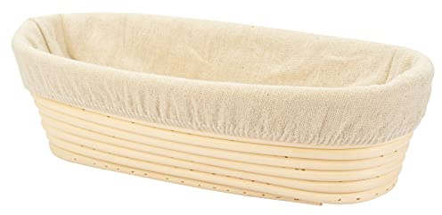 Stormshopping 11.8 inch Oval Long Banneton Brotform Bread Dough Proofing Rising Rattan Basket & Liner