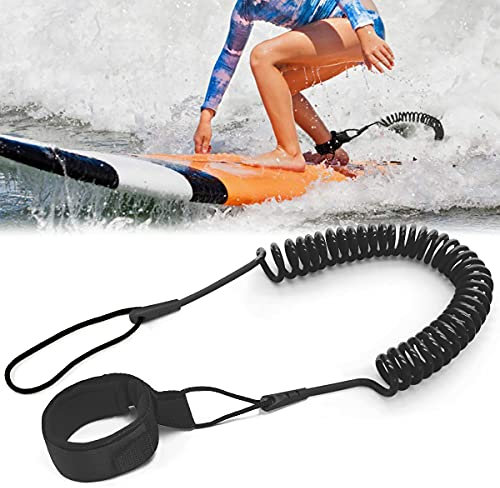 Tusenpy 10 ft Surf Leash,Einziehbares Surfboard Leash,Sicherheitsleine Surfbrett Fußseil für Stand Up Paddle Board (Schwarz)