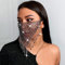 IYOU Bling Cristal Engrener Masque Noir Gland Visage Chaîne Mascarade Masques Avec Cristal Pendentif Soir Fête Balle vénitien Mardi Gras Robe Masques Bijoux pour Femmes et Filles