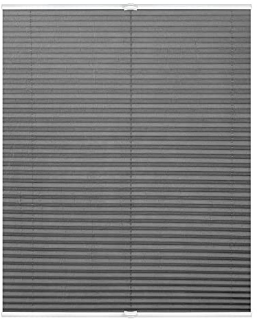 Lichtblick Plissee Klemmfix, ohne Bohren, verspannt, lichtdurchlässig, Blickdicht, Uni, mit eleganter Crushed Optik 60 cm x 130 cm (B x L), Hellgrau