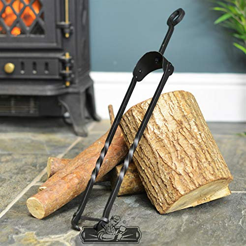Black Country Metal Works 'Sekitan' Natural Iron Twist Fireplace Tongs - Long