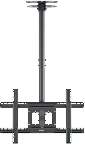 ONKRON Supporto TV da Soffitto 32-80 Pollici, fino a 68,2 kg, VESA 100x100-600x400 mm, Staffa TV Telescopica, Inclinabile e Girevole, Porta Televisore da Soffitto con Gestione Cavi, Nero N2L-B