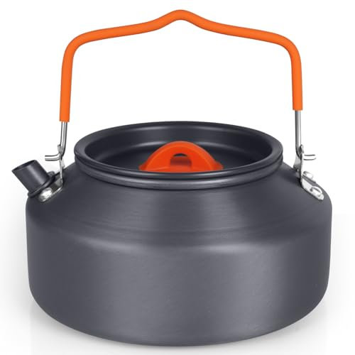 Flinrtronic Bouilloire de Camping, 1.1L bouilloire à thé pratique en Acier Inoxydable, Bouilloire de Camping Portable, théière à cuisinière rapide, pour Camping, Plein Air Randonnée, Pique-Nique