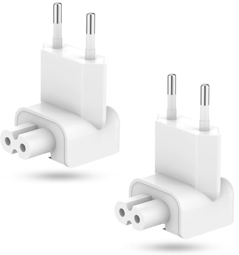 2 Stücke AC Adapter Europa Stecker, MacBook Netzteil,Ladegerät Konverter Ersatzanschluss, MejaRizon EU Stecker für Apple Netzteil Kompatibel mit MacBook, iPad,iPod, iPhone