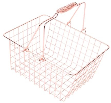 perfk Panier de Courses avec poignée, Panier de Rangement Polyvalent en Fil d'acier Robuste, de supermarché pour cosmétiques, Armoire de Garage, M