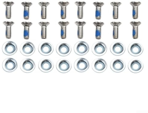 GLFLOW Tornillo fijo para snowboard M6 x 16 con arandelas, juego de tornillos de unión de metal de 16 mm para accesorios de esquí, compatible con la mayoría de fijaciones, 16 tornillos + 16