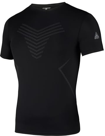 AMZSPORT Maglia Compressione Uomo Magliette a Maniche Corte Maglietta Palestra Running T-Shirt Sports Traspirante,Nero XL