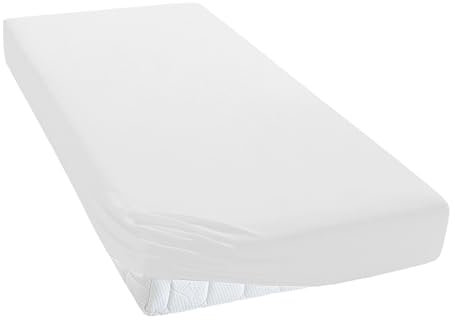 Jersey Spannbettlaken für Baby und Kinder mit Öko-Tex Standard 100 (Weiß 001, 90x200) Matratzenhöhe bis 30 cm, Spannbetttuch aus 100% Baumwolle TM Maxx Kissendo Qualität