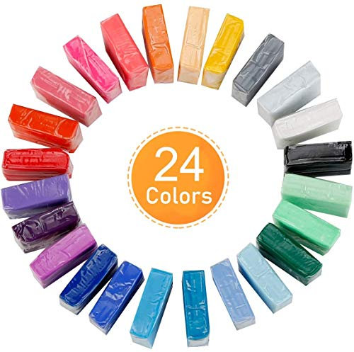 CiaraQ 24 Color Oven Bake Polymer Clay Set, Non-Toxic, Multi-Colored, 0.85lb, Modeling Clay, Perfect for Kids