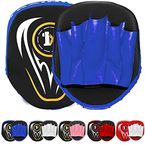 ONEX Boxeo niños Pad de Enfoque Mitones de perforación Almohadillas de perforación Rectas Equipos de MMA de Strike Hook & Jab Karate Muay tailandés Cojín Guantes de Entrenamiento (Azul/Negro)