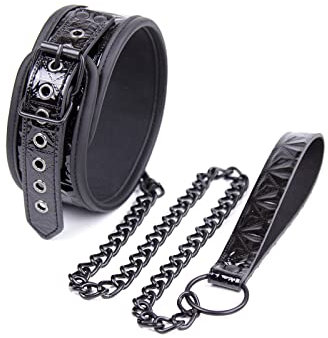 Limmion collare adulti sesso giocattolo, Collare in pelle con guinzaglio catena Fetish donna collare Flirt BDSM Collare Bondage Collare erotico SM Slave Cosplay Sex Toys per le coppie