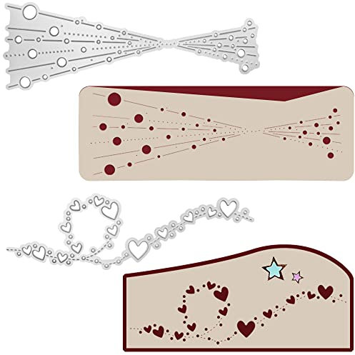 SENHAI Stanzformen für Kartengestaltung, Dekoration, Blasen, gepunktete Linien, Herz-Spitzen, Metall-Stanzformen, DIY, Scrapbooking, Album, Prägekarten