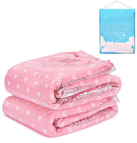 LittleForBig 5500-5800 ml Adult Printed Diaper 2 Pieces - Blushing Baby (M)