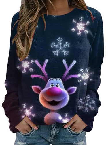 Pullover Weihnachten Damen Pullover Damen Reissverschluss Lustige Hässliche Christmas Weihnachtsdruck walbusch Damen gina benotti Country Style Damen Sommerhose Damen leicht Fleece Mantel Damen lang