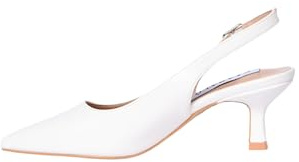 Scarpe Donna con Tacco Basso 4,5cm Comodo Slingback Eco Pelle a Punta Chiusa Decolletè con Cinturino (Bianco, 41)
