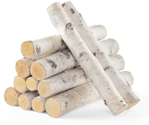 12Pack Birch Logs for Fireplace Decor - Natural Decorative Birch Wood Branches (1.6-2.4 Dia. x 16.5 Long) for DIY Crafts, Home Décor, and Fire Pit