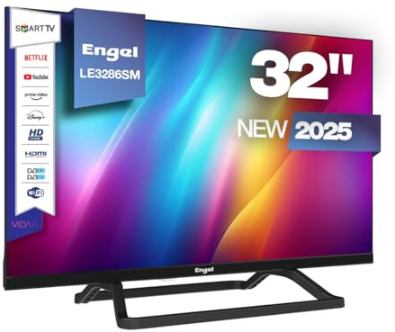 Engel LE3286SM Smart TV LED 32 pouces HD système VIDAA WiFi triple tuner DVB-T2/S2/C Dolby Audio HDMI USB CI design sans cadre