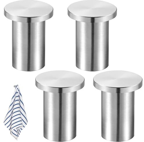 4 Stück Garderobenhaken Silber, Handtuchhaken zum Bohren, Kleiderhaken Edelstahl, Wandhaken Edelstahl, Heavy Duty Wandhaken, mit Schrauben und Expansionsrohr, für Badezimmer, Küche, Schlafzimmer