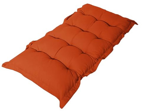 Déco Arts Matelas de Sol - Grand Coussin de Sol Capitonné Ultra Confort - Futon Coton pour Mur, Banc, Chaise Longue etc. - Utilisation Intérieur & Extérieur - 120x60cm, Épaisseur 10cm - Orange