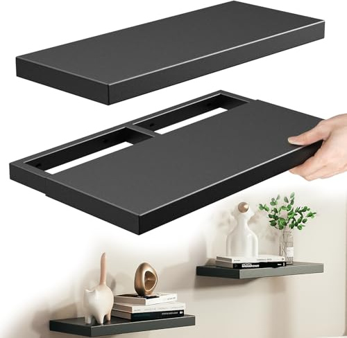 Strifuture Floating Shelves for Wall - Heavy Duty Bathroom Shelves, Floating Shelves Rustproof & Waterproof, Wall Mount Shelves for Bathroom, Kitchen, Bedroom, Office (2 Pack)