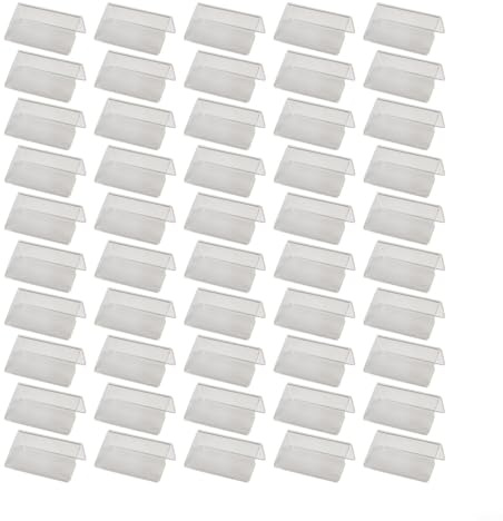 Besttoolifes Lot de 50 porte-cartes en acrylique transparent pour petite étiquette de bureau, porte-étiquette de prix, chevalet de table, panneau H (50 pièces)