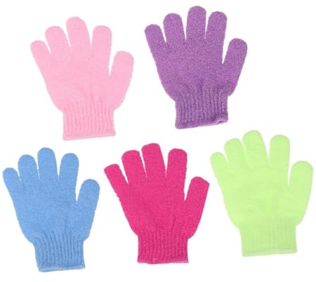 MAGICLULU 12 piezas Guantes de Baño Exfoliantes de Tipo Manopla de Cinco Dedos Resistentes y Suaves para Masaje Corporal y Limpieza Profunda Ducha Unisex