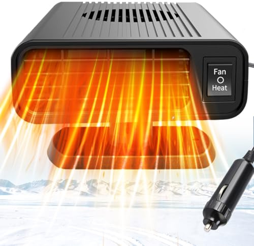 Leaflai 2 in 1 Heater & Fan, Car Heater 12V and 150W Automobile Windshield Defroster Fan, Summer and Winter Heating or Cooling Fan Car Heater for Car, Taxi, Truck