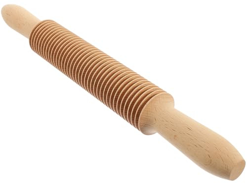 HOMSFOU Rodillo de Madera de Haya para Pasta de Espaguetis Rodadura Texturizada de 2,5 Mm, Cortador de Fideos Manual para Masa, Herramienta de Cocina Adecuado para Hornear y Amasar