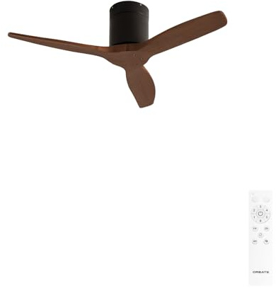 CREATE / WINDCALM S/Ventilador de techo ABS negro aspas efecto madera oscura con mando / 40W, Silencioso, Ø112 cm, 6 velocidades, temporizador, función verano-invierno