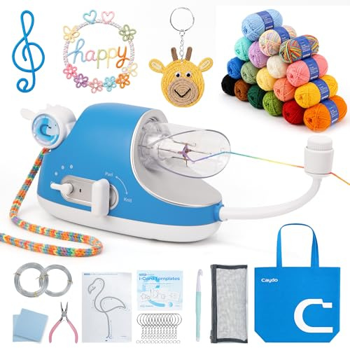 Caydo Set per lavorare a maglia, macchina per maglieria elettrica Pro, molto efficiente, produzione automatica di tubi per maglieria, filo decorativo con velocità regolabile