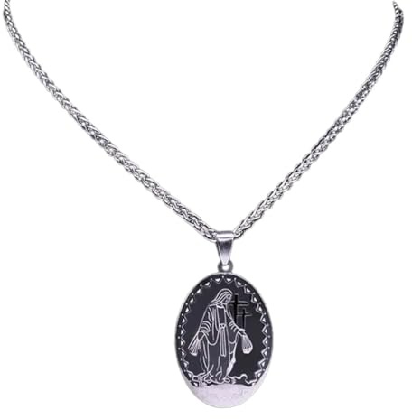Collana da uomo, collana cattolica da donna/uomo, colore argento, gioiello regalo benedetto