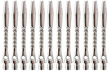 BIPY 12 Stück silberfarbene Dartschäfte 2BA Metall Zubehör Stiele Aluminium Dart Pole Rod in Aluminium mit Standard 2BA Gewinde