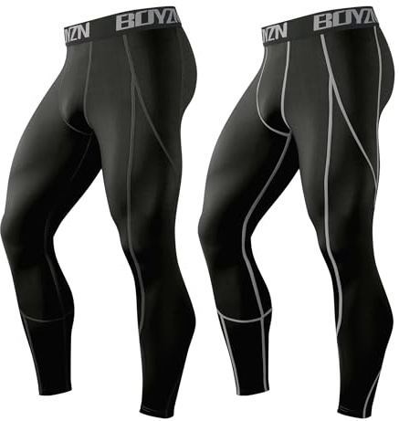 Boyzn 1 eller 2-pack kompressionsbyxor herr, funktionella underkläder, sportleggings för män, löparbyxor, underbyxor, långa strumpbyxor, fitnesstights med fickor/utan ficka för löpning, cykling,