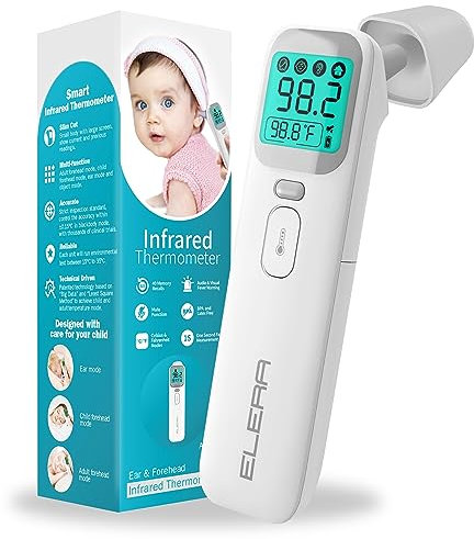 Elera Ear Thermometer for Kids, Baby Thermometer with Forehead and Ear Mode for Adults, Infant, Kids and Toddler, Touchless and 1 Second Reading with Fever Alarm and Mute Function
