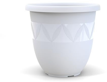 Plastard Blumentopf 40 cm Durchmesser Weiß grosser Pflanzkübel für Innen und Außen Übertopf Untertopf Blumenkübel Blumentöpfe aus Kunststoff für Garten Balkon Terrasse Plant Pot Pflanzentopf