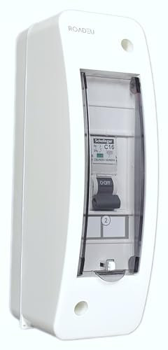RoadEu - Interruttore automatico, distributore di corrente C16A 1P 230V. Interruttore automatico, scatola dei fusibili, distributore a parete