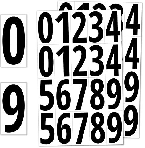 200 Stück, 75 mm - Zahlen Aufkleber Sticker Wetterfest Klebezahlen - Schwarze Zahlen