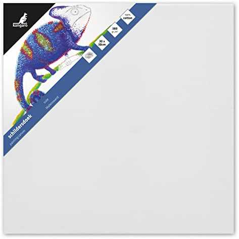 Kangaro leinwand - canvas 30x30cm 380gr/m2 100% Baumwolle mit Kiefernholzrahmen und Keilen, Weiss