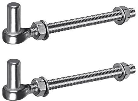 Insaga Gate Hinge M12, 2pcs Heavy Duty 16mm Hook to Bolt Pin Hook Hinge Hanger Field Gate Hinge Stainless Steel Metal Garden Gate Hardware for Farm Gate/Wooden Fence/Driveway, up to 440lbs, 200mm